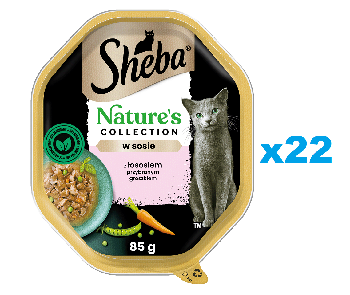 SHEBA Nature’s Collection 22x85 g Nassfutter mit Lachs und Erbsen in Soße für adulte Katzen
