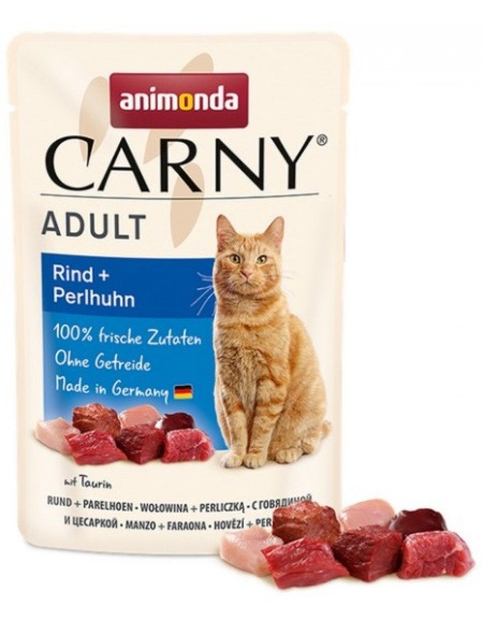ANIMONDA Carny Nassfutter mit Rind und Perlhuhn für adulte Katzen getreidefrei 85 g