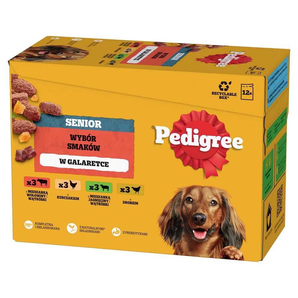 PEDIGREE Senior Choice of Flavours 12x100 g Nassvollnahrung für ausgewachsene Hunde mit einer Mischung aus Fleisch und Geflügel in Gelee