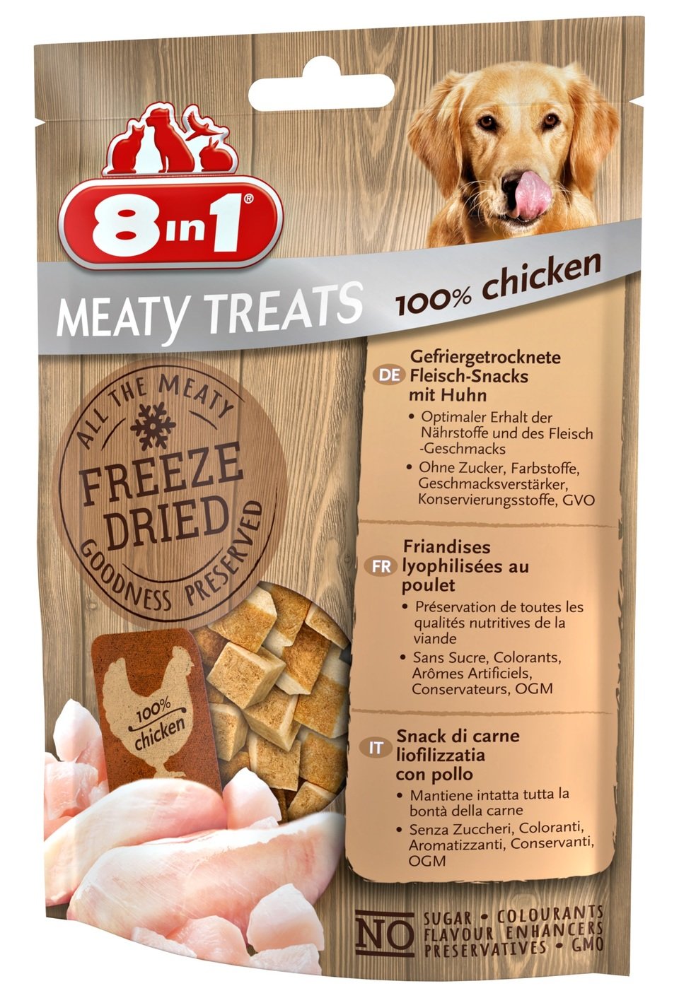 8in1 Meaty Treats Gefriergetrocknete Fleisch-Snacks 100% Hähnchenbrust 50 g