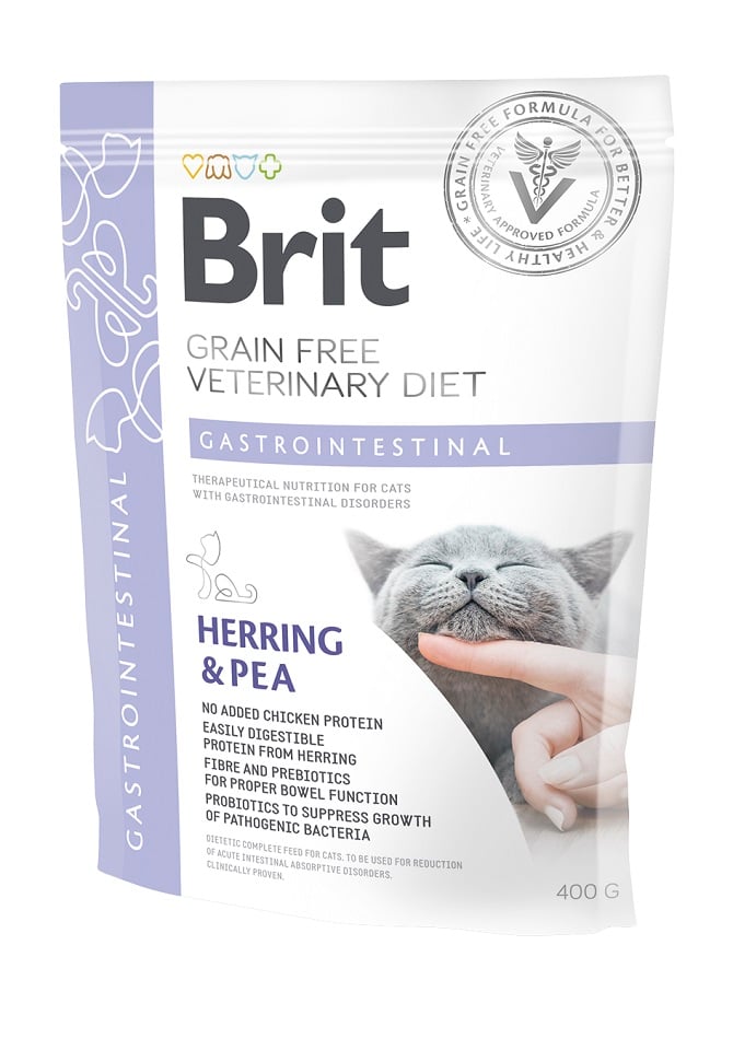 BRIT Veterinary Diets Cat GF Gastrointestinal Low Fat 400 g getreidefreies Futter für Katzen mit Verdauungsstörungen