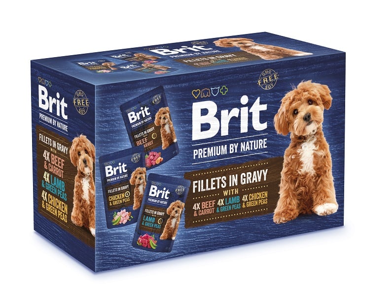BRIT Premium by Nature Dog Fillets in Gravy Multipack 12x85g feuchte Nahrung in Sauce für erwachsene Hunde
