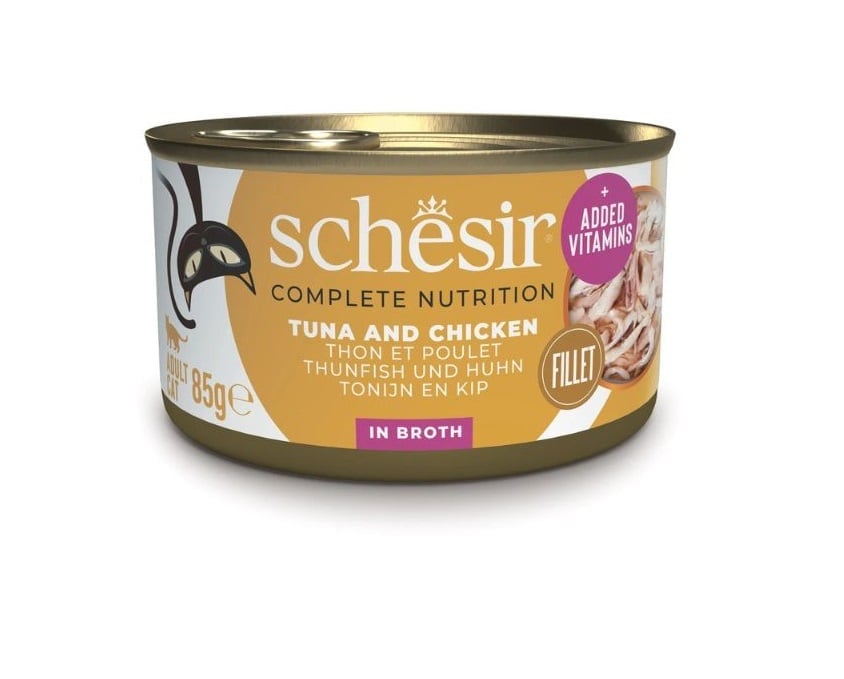 SCHESIR Mit natural Thunfisch, Hühnerfilet und Reis 85G