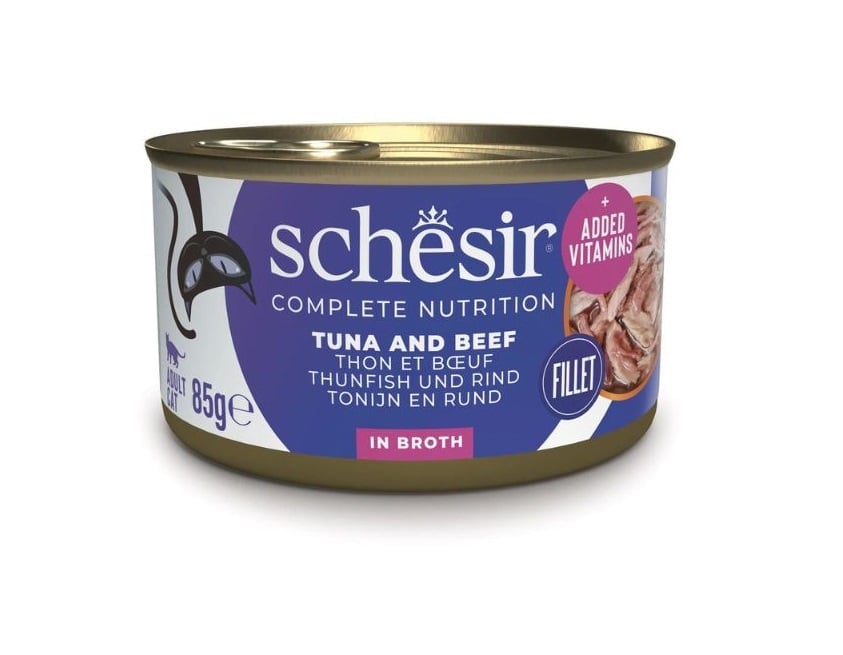 SCHESIRThunfisch mit Rindfleisch und Reis in Wasser gekocht 85 g