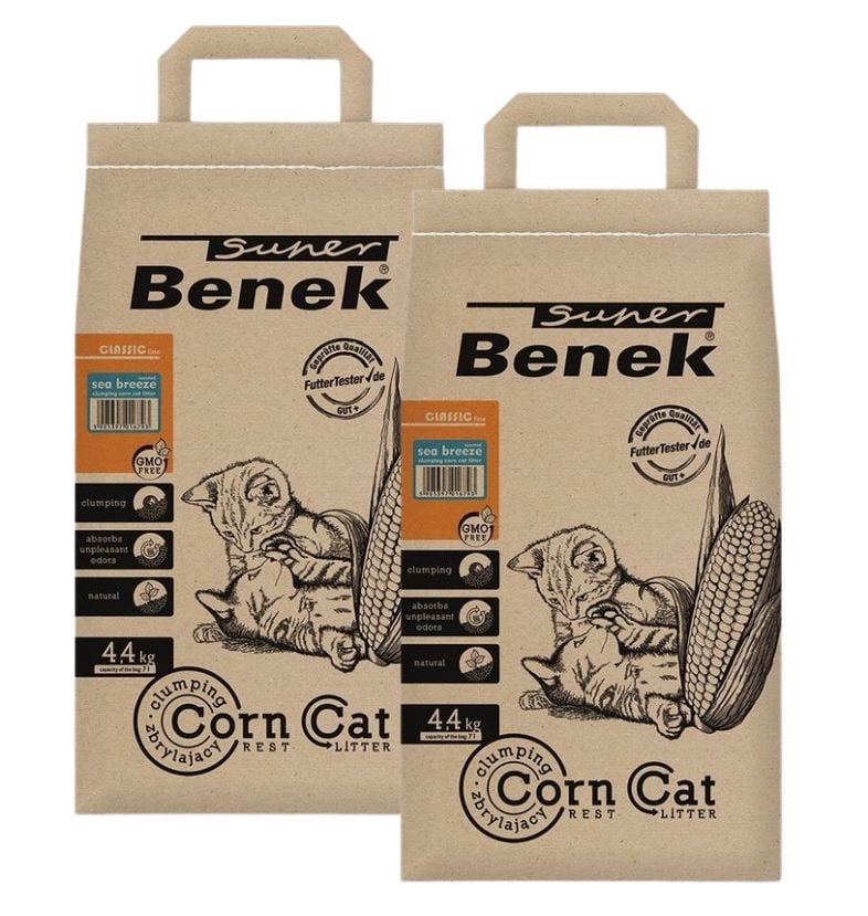BENEK Super Corn Cat Katzenstreu Meeresbrise 7 l x 2 (14 l)