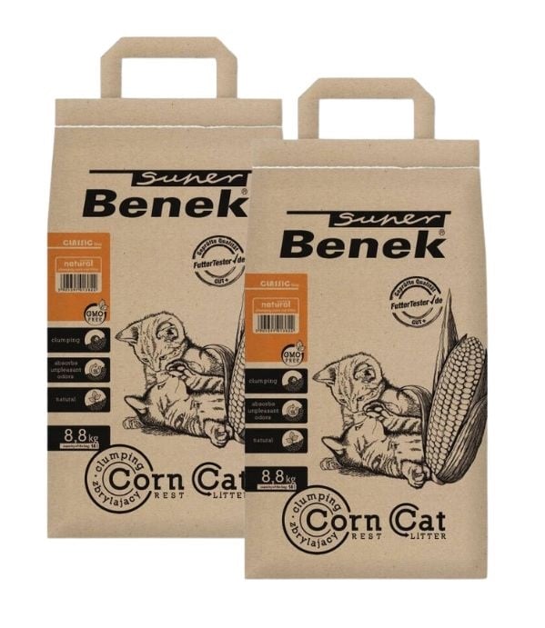 BENEK Super Corn Cat Katzenstreu klumpend natürlich 14 l x 2 (28 l)