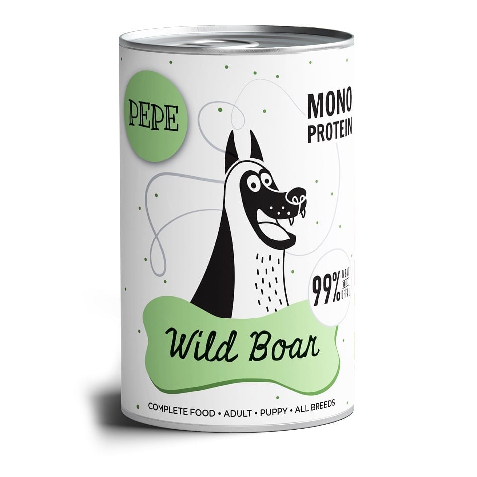 PAKA ZWIERZAKA PEPE Wild Boar 99% (Wildschwein) 800 g monoproteinierte Nahrung