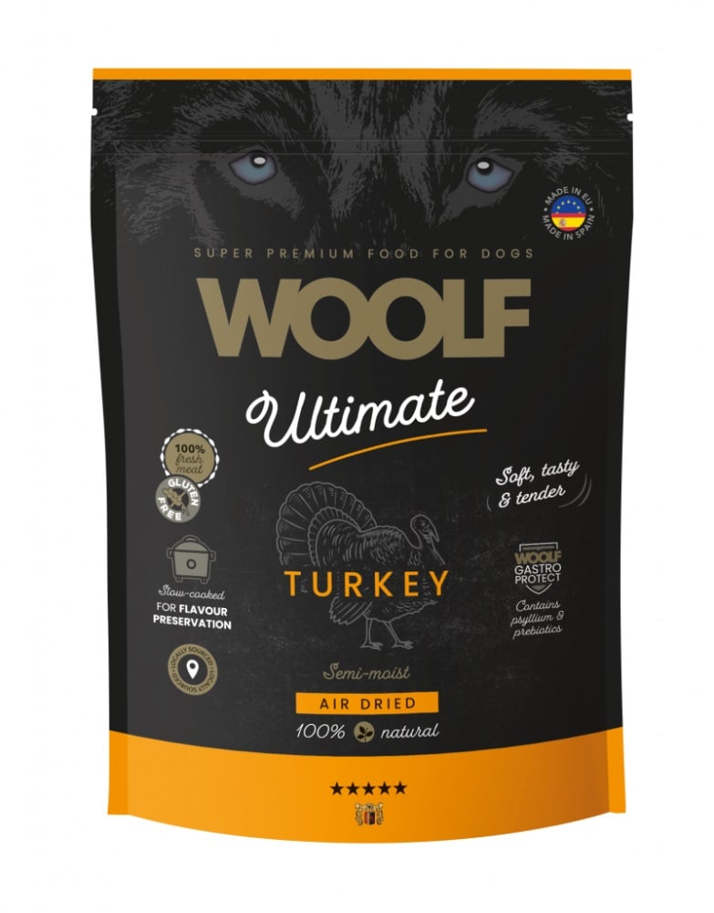WOOLF Ultimate Soft Adult Dog Turkey 1 kg getreidefreies halbfeuchtes Futter mit Truthahn für Hunde