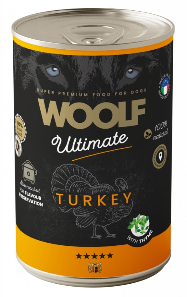 WOOLF Ultimate Adult Dog Turkey and Thyme 400g feuchte Nahrung mit Truthahn und Thymian für Hunde