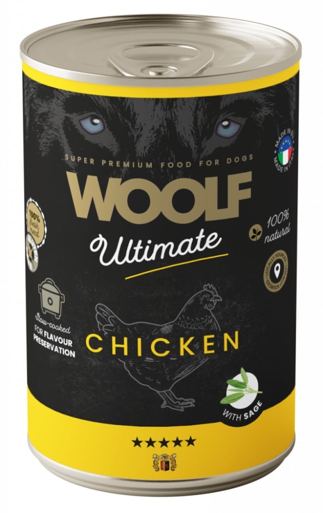 WOOLF Ultimate Adult Dog Chicken with Sage 400g feuchte Nahrung mit Huhn und Salbei für Hunde