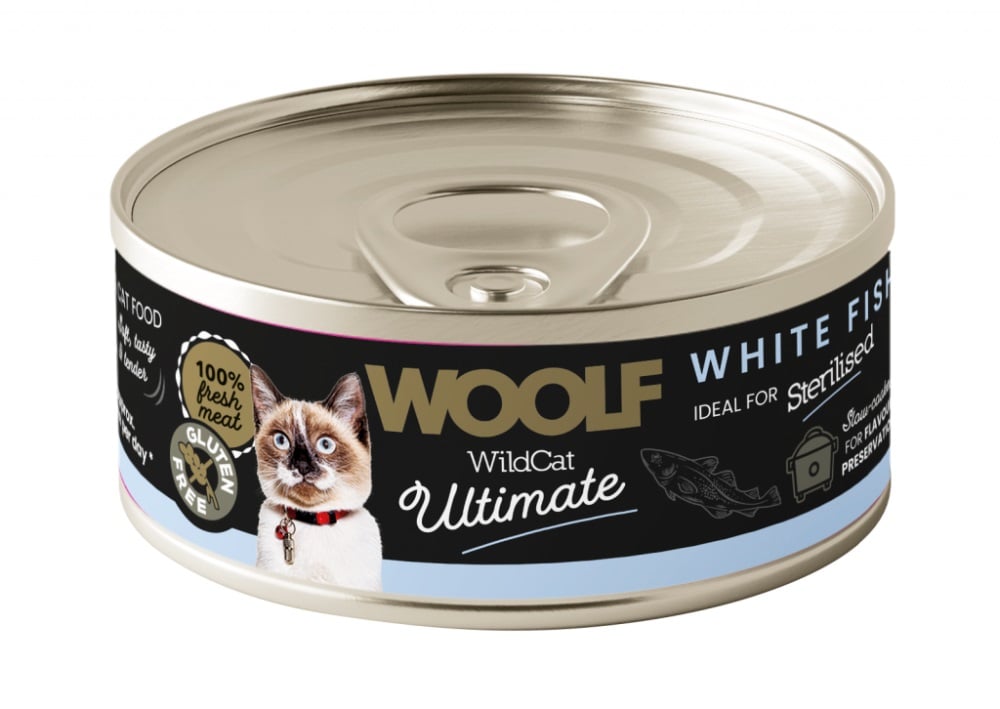 WOOLF Wild Cat Ultimate Sterilised White Fish Pate 85g Pastete mit weißem Fisch für sterilisierten Katzen
