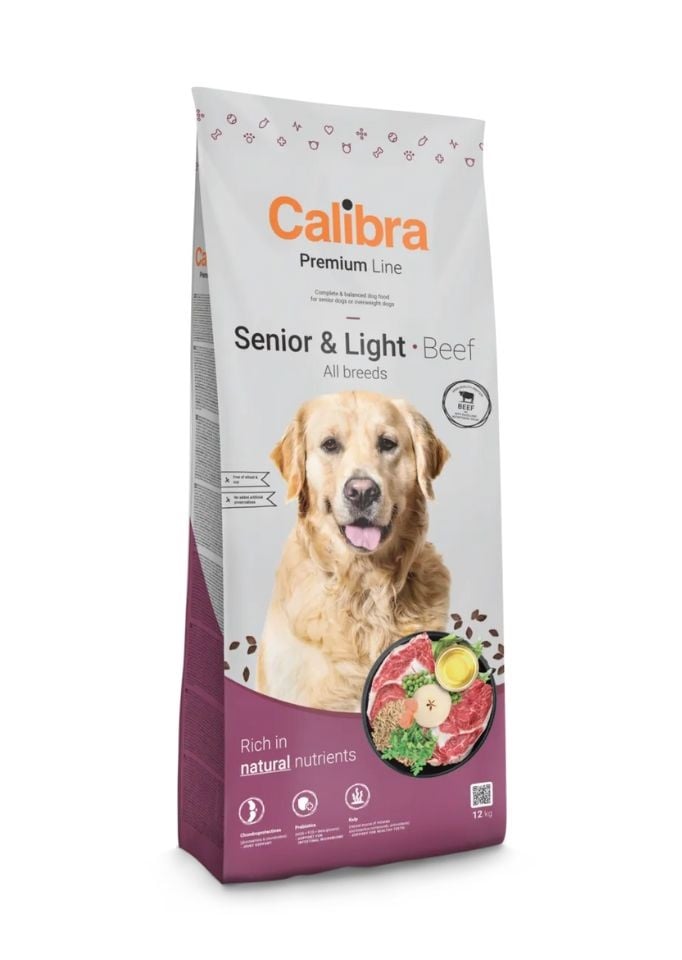 CALIBRA Dog Premium Senior Light All Breeds Beef 12kg monoproteinisches Futter mit Rind für ältere Hunde oder Hunde mit Übergewicht