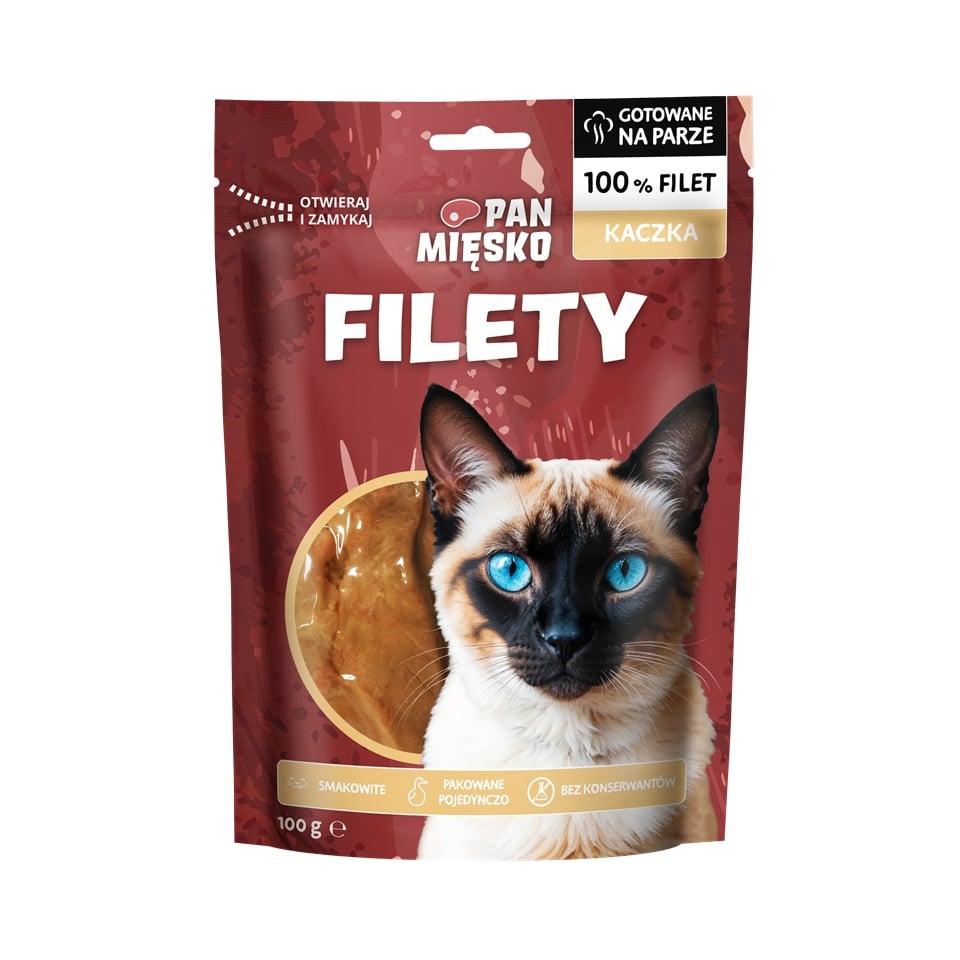 PAN MIĘSKO Snacks Entenfilets für Katzen 100 g