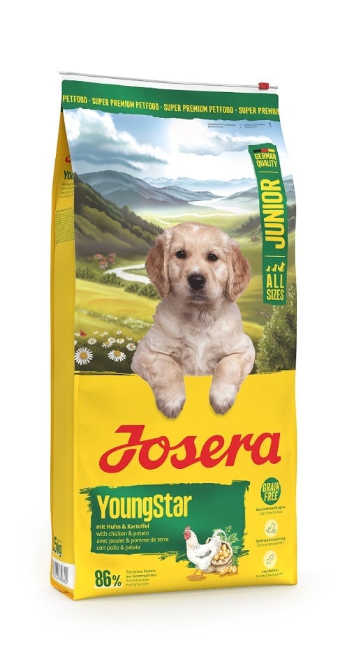 JOSERA YoungStar 12,5kg getreidefreies Futter für Welpen mit Huhn und Kartoffeln