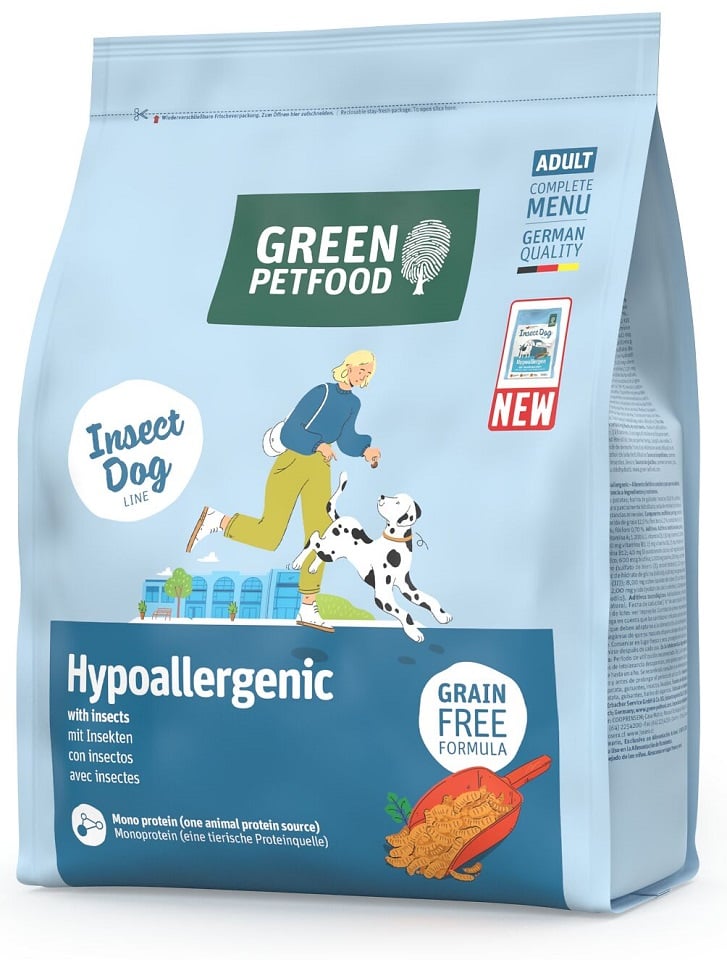 GREEN PETFOOD InsectDog Hypoallergen 900g getreidefreies Futter mit Insektenprotein für Hunde