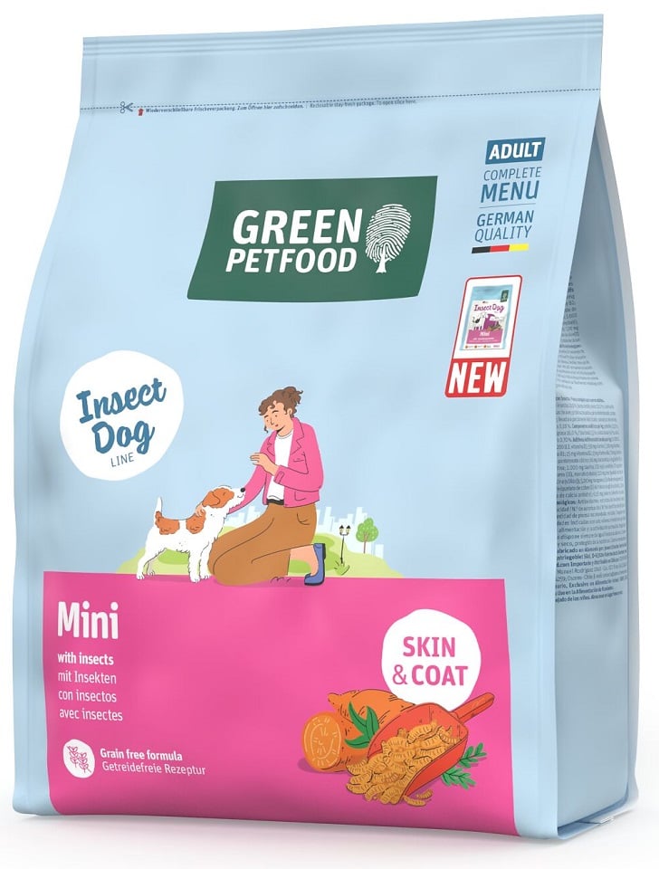 GREEN PETFOOD InsectDog Mini Skin and Coat 900g getreidefreies Futter mit Insektenprotein für kleine Hunde