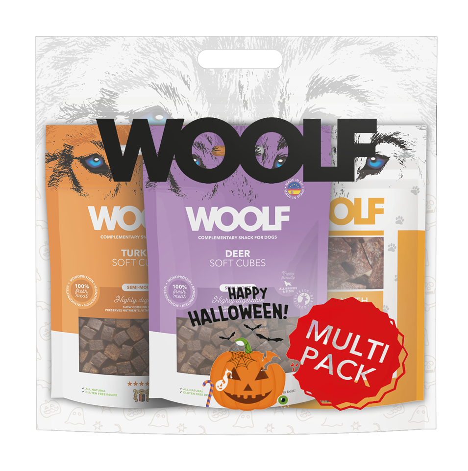 WOOLF Multipack Halloween Snacks für Hunde Mix Geschmacks 3x100g