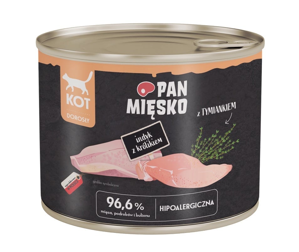 PAN MIĘSKO Nassfutter Pute mit Kaninchen für Katzen 200 g