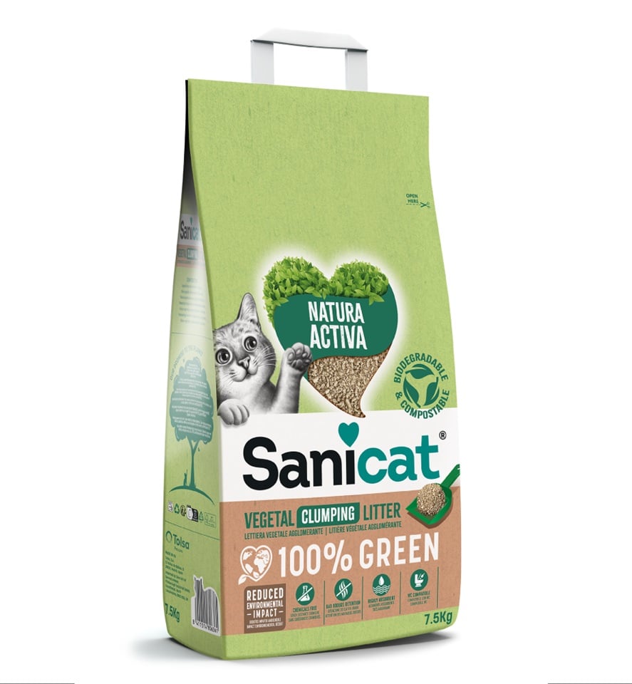 SANICAT Natura Activa Green Klumpstreu pflanzliches Katzenstreu 7,5 kg