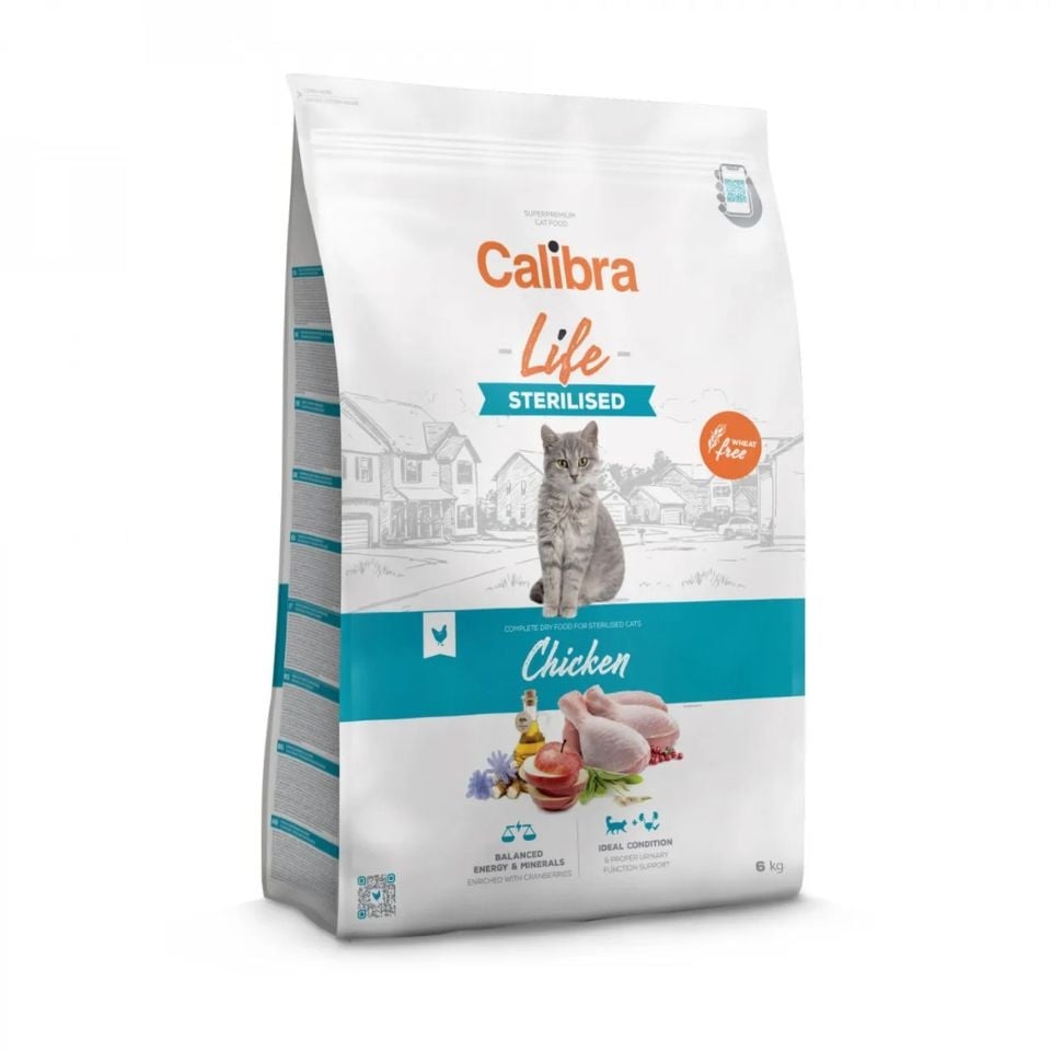 CALIBRA Life Sterilised Chicken getreidefreies Futter mit Huhn für Katzen nach Sterilisation oder Kastration 6 kg