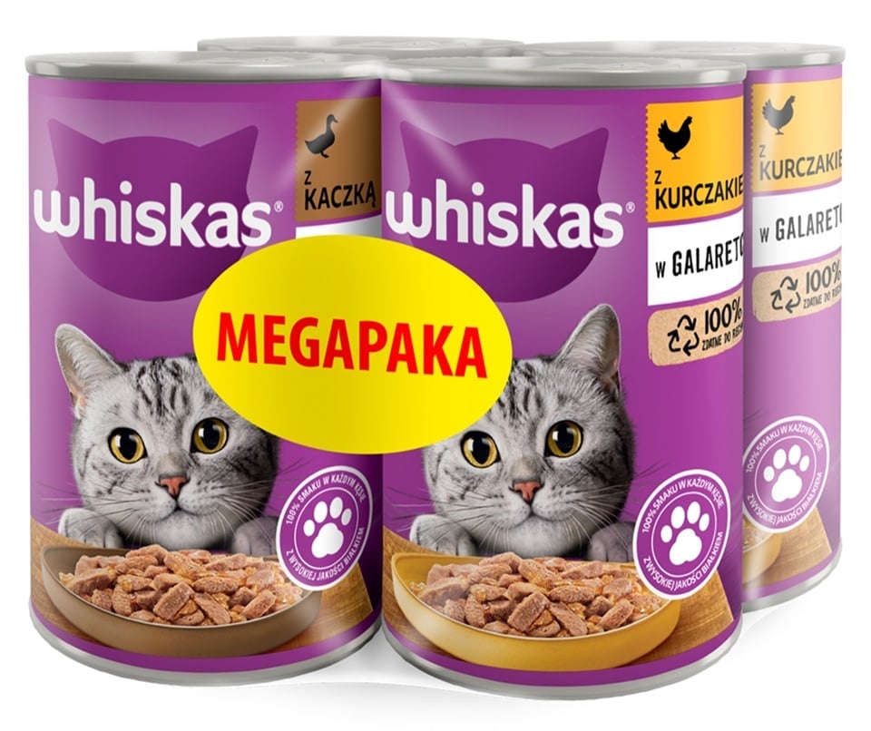 WHISKAS Adult Nassfutter MIx Geschmacks mit Huhn und Ente in Gelee 4x400 g für erwachsene Katzen