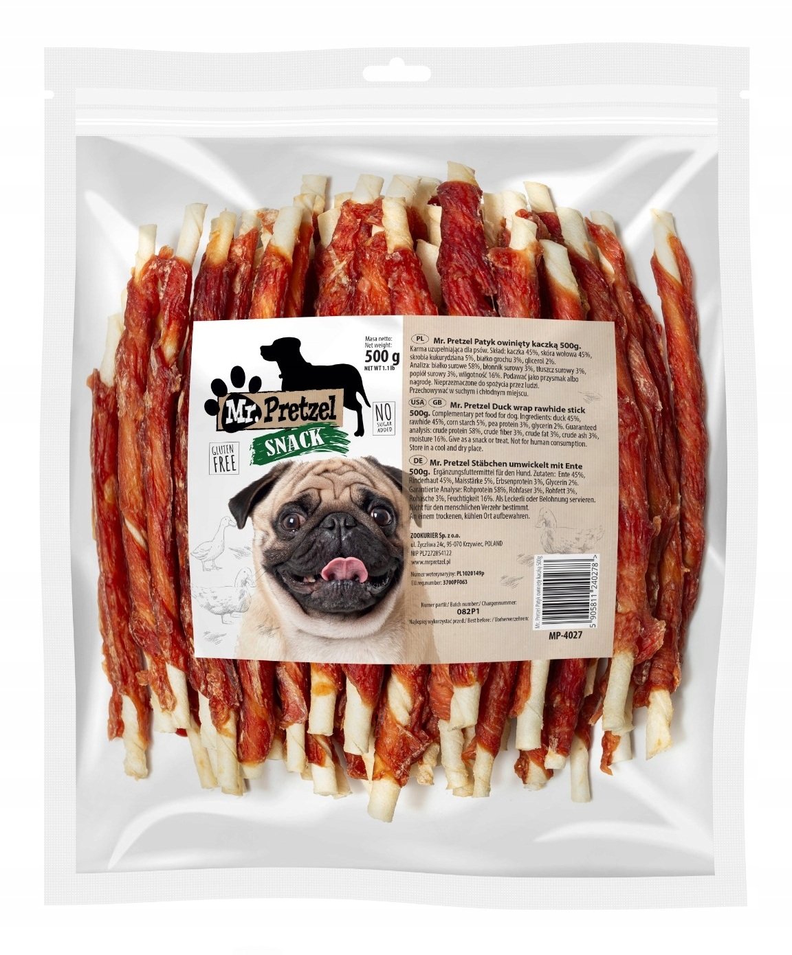 MR. PRETZEL Sticks mit Entenfleisch Snacks für Hunde 500 g