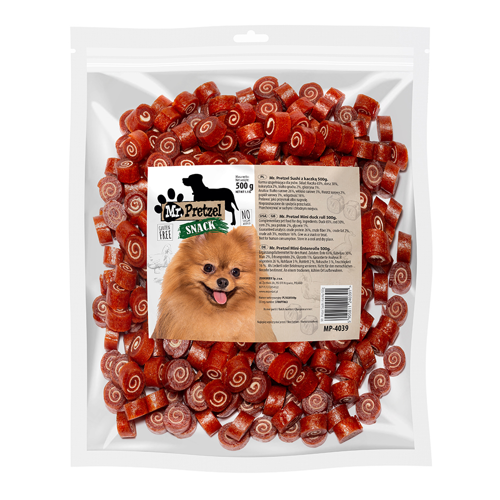 MR. PRETZEL Sushi mit Ente Snacks für Hunde 500 g