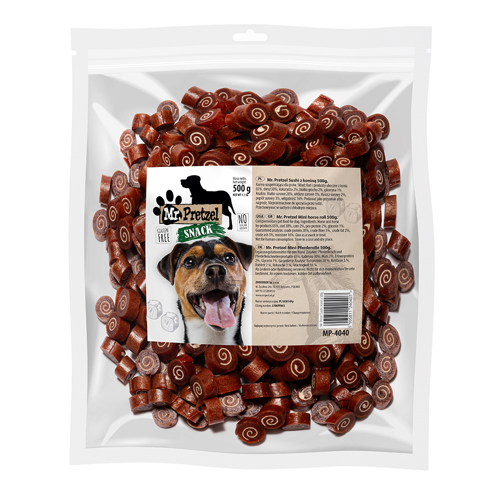 MR. PRETZEL Sushi mit Pferdefleisch Snacks für Hunde 500 g