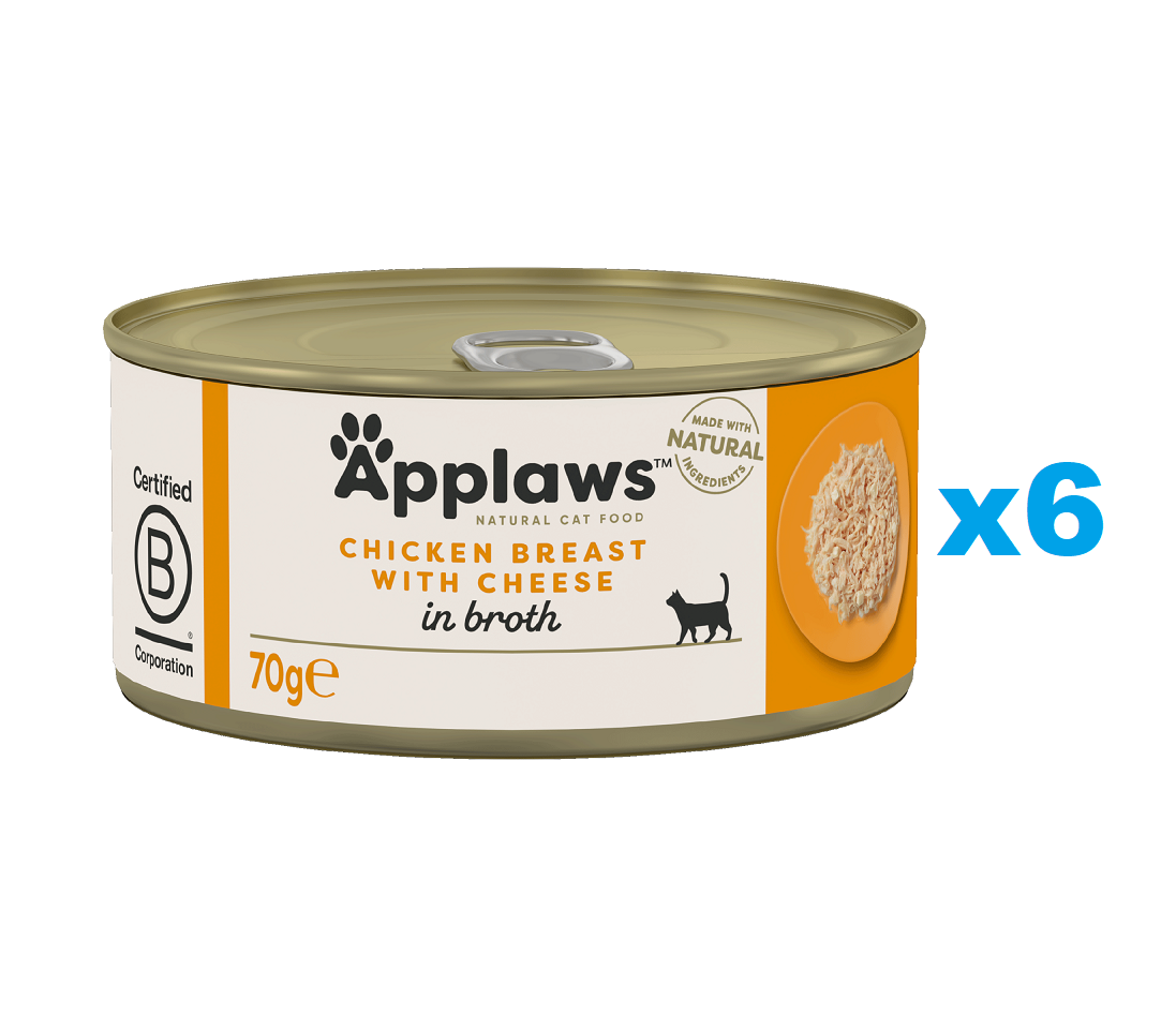 APPLAWS Cat Adult Chicken Breast with Cheese in Broth Hähnchenbrust mit Käse in Brühe 6x70 g