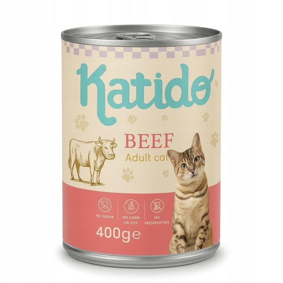 KATIDO Adult Cat Beef Nassfutter Rind mit Lachsöl für Katzen 400 g