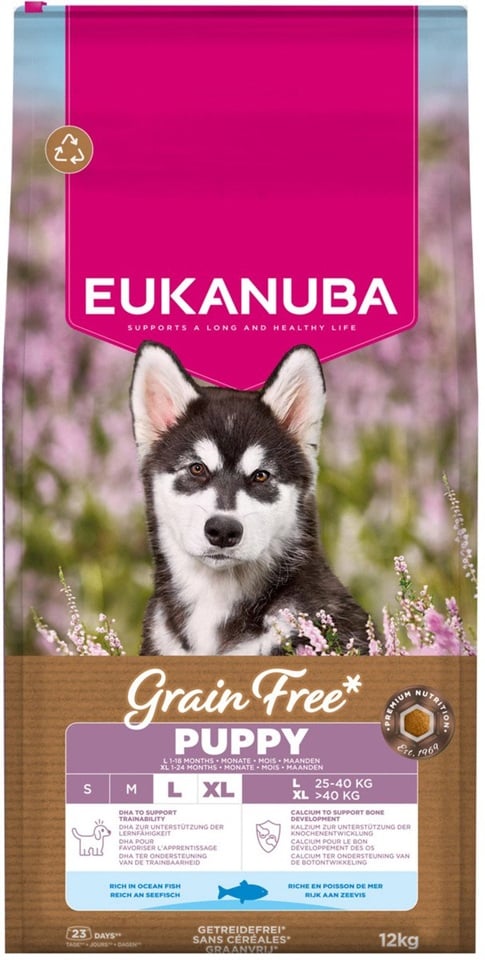 EUKANUBA Grain Free Puppy Large Ocean Fish 12 kg getreidefreies Futter für große Rassen mit Fisch