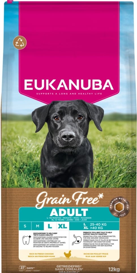 EUKANUBA Grain Free Adult Large Chicken 12 kg getreidefreies Futter für große Hunderassen mit Huhn