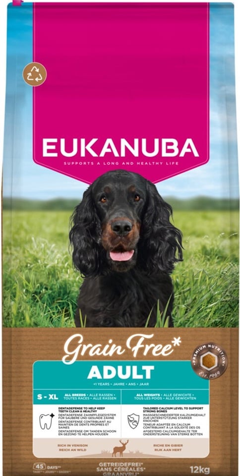 EUKANUBA Grain Free Adult Venison 12 kg getreidefreies Futter für Hunde mit Wild