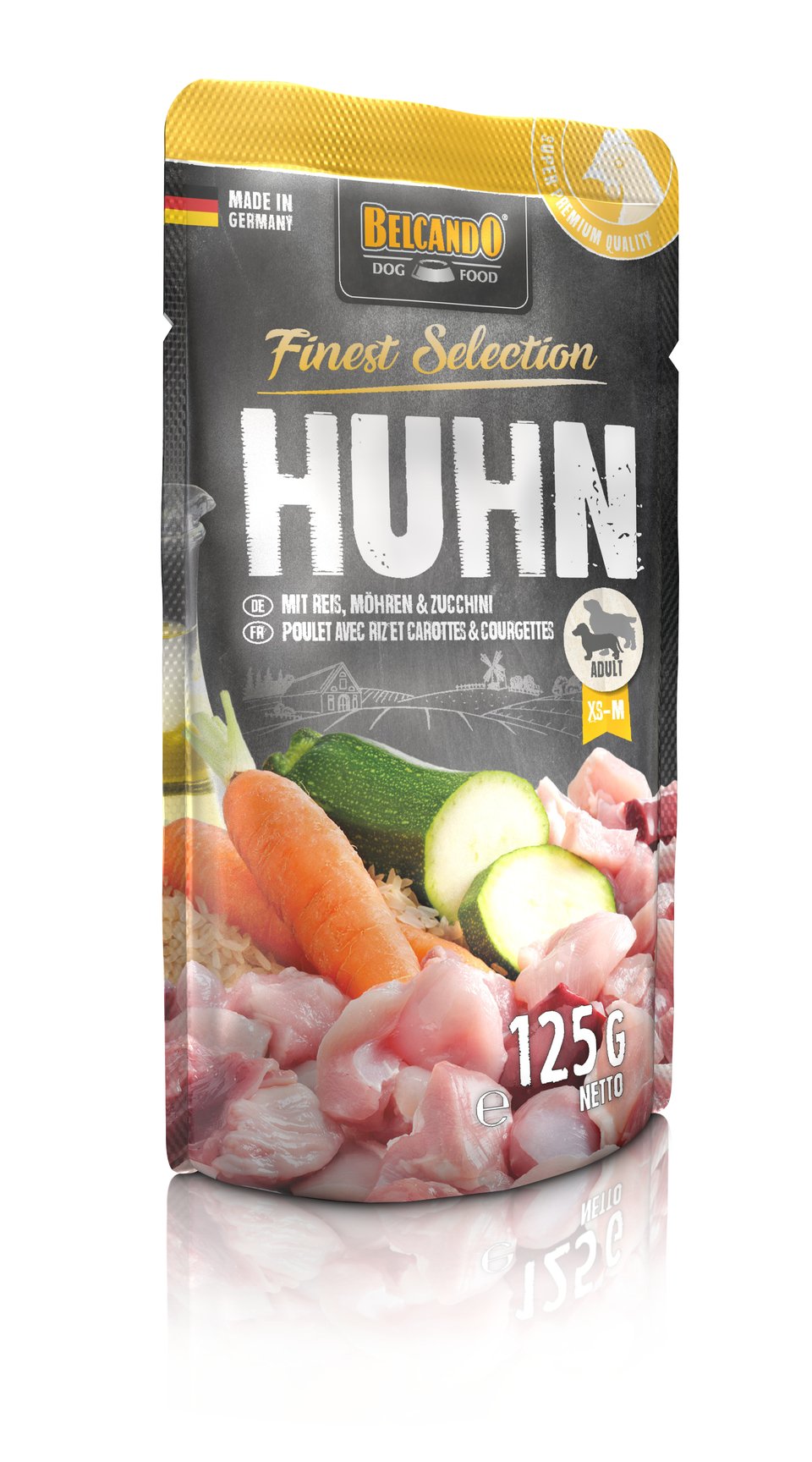 BELCANDO Finest Selection Hühnchen, Reis und Karotten Nassfutter für Hunde 6x125 g