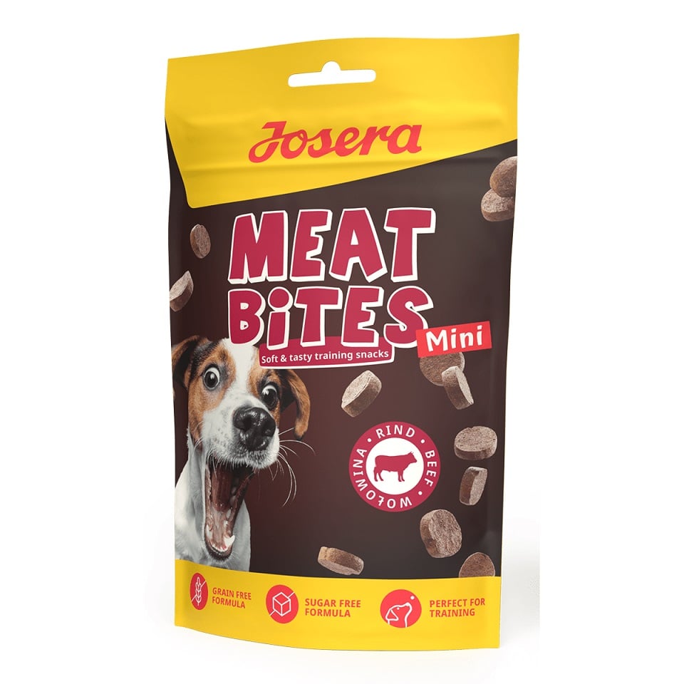 JOSERA Meat Bites Mini Beef Snacks aus Rindfleisch für das Training kleiner Hunderassen 12x70g