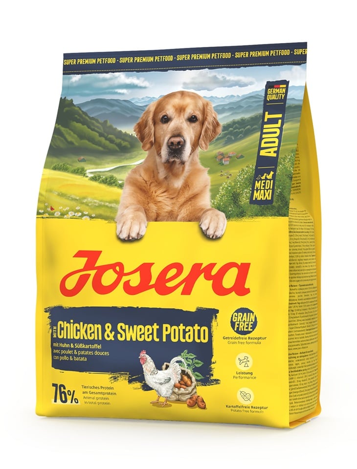 JOSERA Adult Chicken and Sweet Potato getreidefreies Futter für aktive Hunde 6x900g