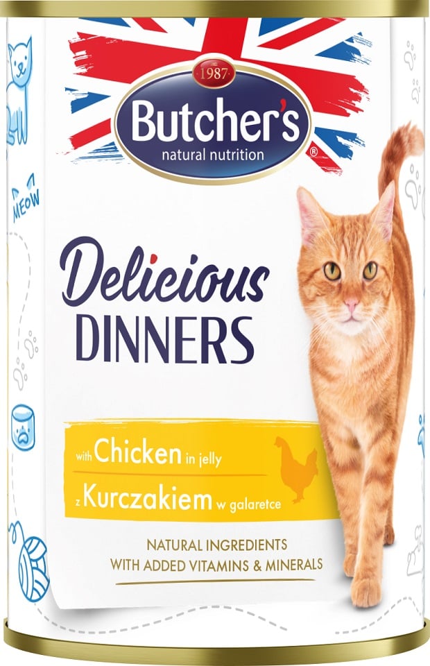 BUTCHER'S Delicious Dinners Katzenfutter, Hühnerstücke in Gelee 400g