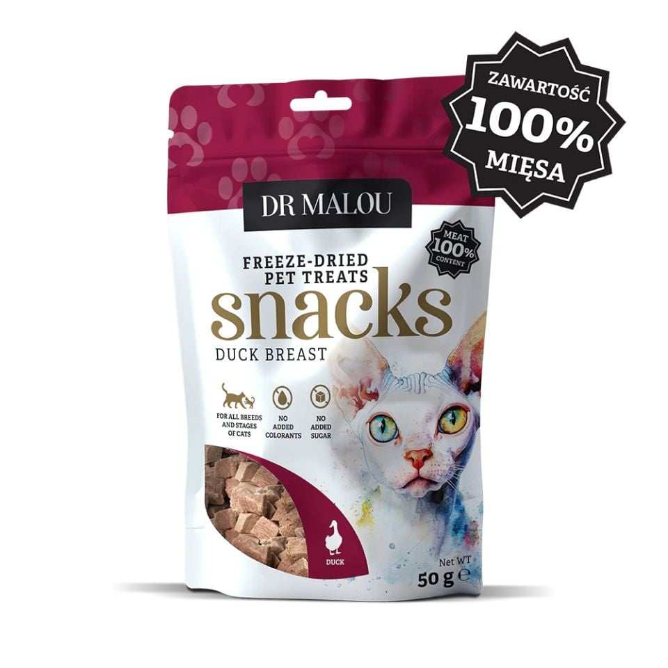 DR MALOU Fleischwürfel 100% gefriergetrocknete Entenbrust 50g Snacks für Katzen