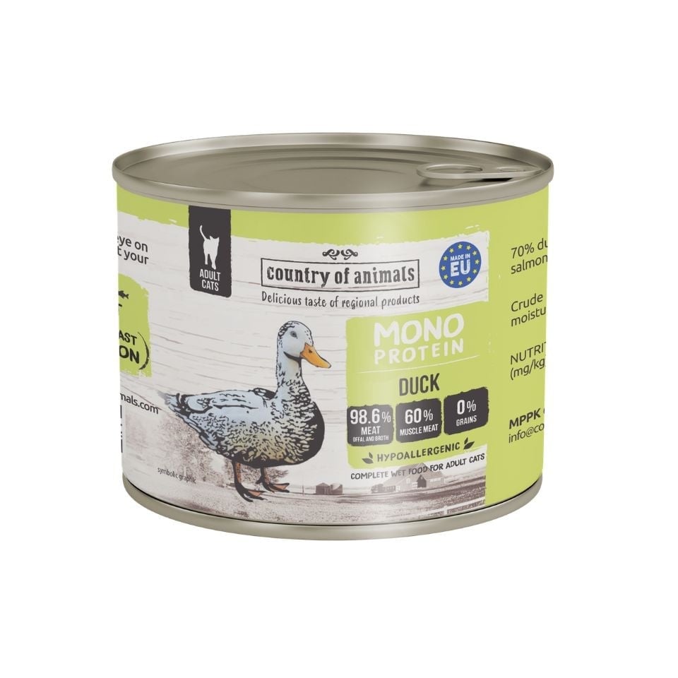 COUNTRY OF ANIMALS Nassfutter Monoprotein Ente für adulte Katzen 200g