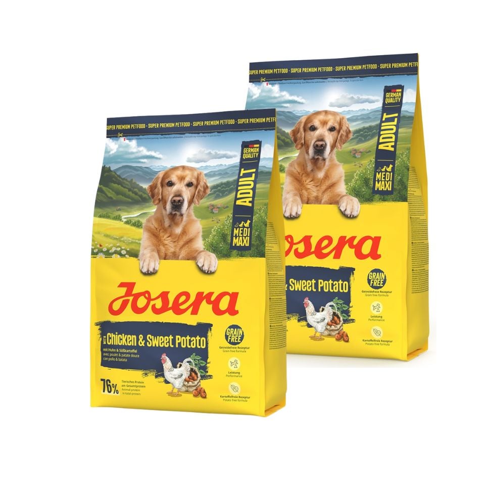 JOSERA Chicken with Sweet Potato Adult Getreidefreies Futter für mittelgroße und große Hunderassen 2x3 kg