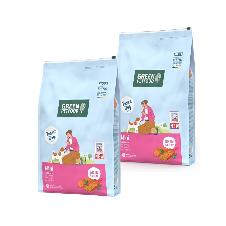 GREEN PETFOOD InsectDog Mini getreidefreies Futter mit Insektenprotein für kleine adulte Hunde 2x7,5kg