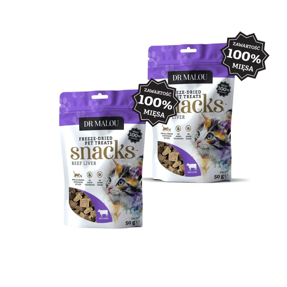 DR MALOU gefriergetrockene Rinderleber Snacks für Katzen 2x50g