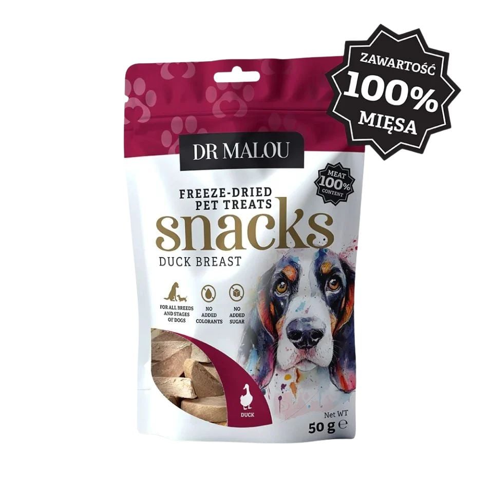 DR MALOU Gefriergetrocknet Entenbrustfleisch Fleischwürfel Snacks für Hunde 2x50g