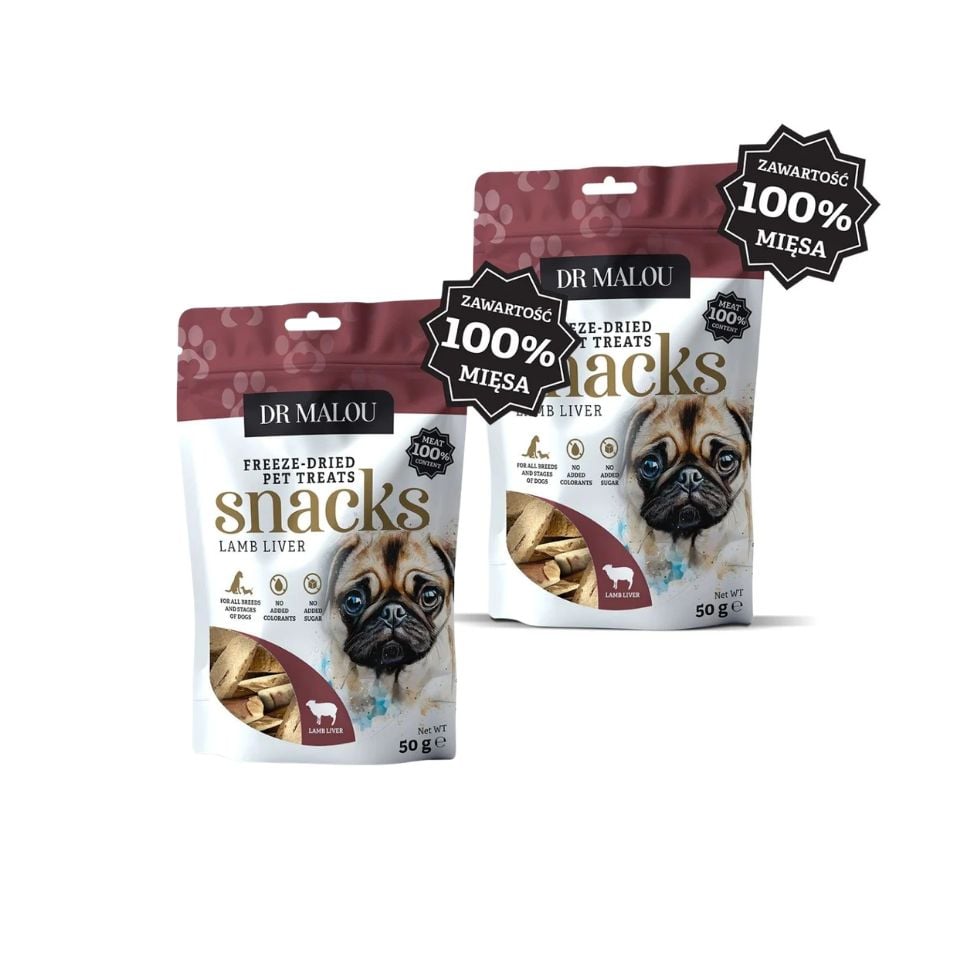 DR MALOU Gefriergetrocknete Lammleber Snacks für Hunde 2x50g