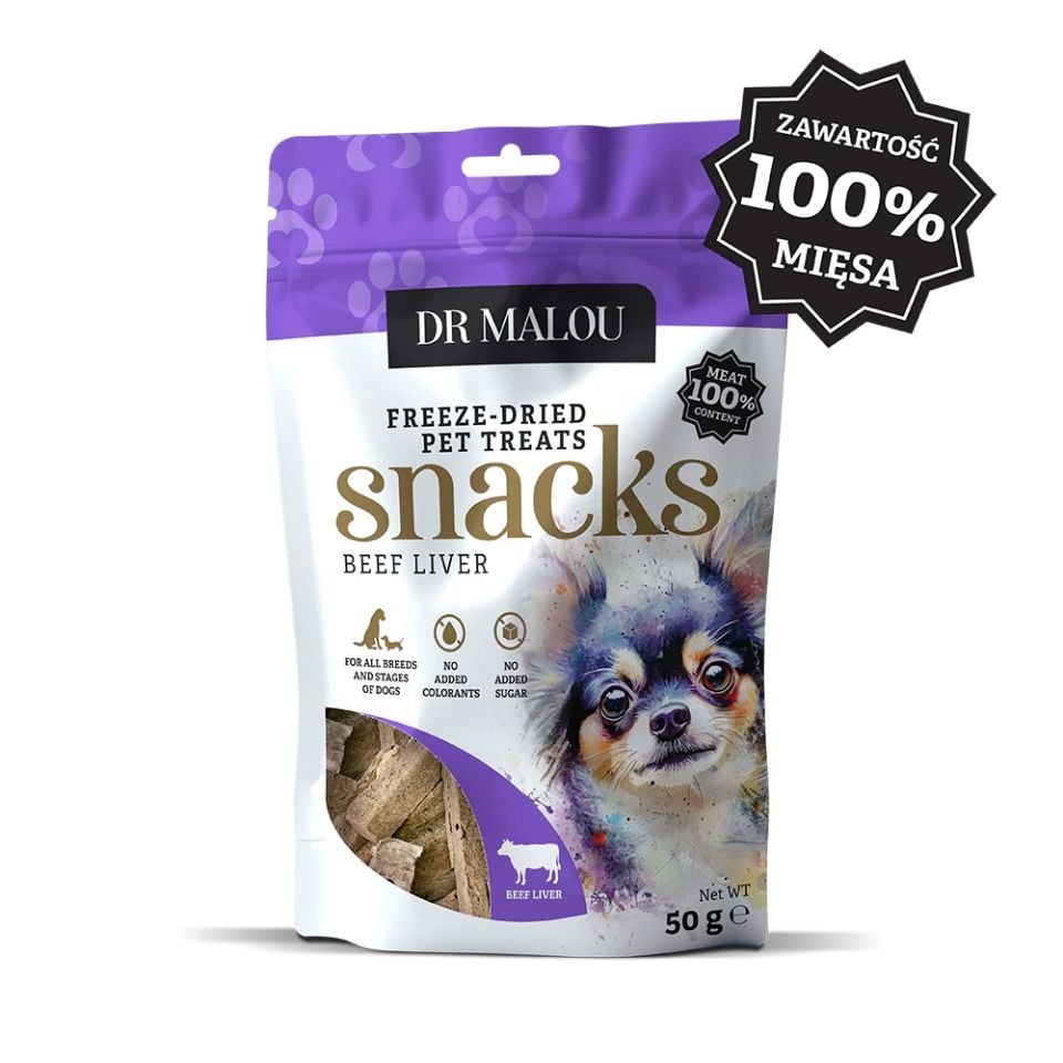 DR MALOU gefriergetrocknete Rinderleber Snacks für Hunde 2x50g