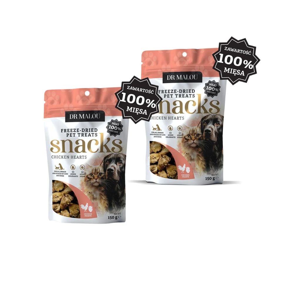 DR MALOU gefriergetrocknete Hühnerherzen Snacks für Katzen 2x150g