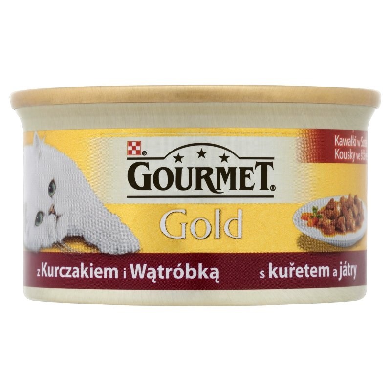 GOURMET Gold Nassfutter mit Huhn und Leber in Soße für adulte Katzen 6x85 g