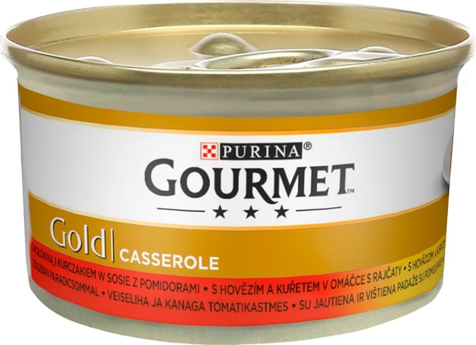 GOURMET Gold Casserole Nassfutter mit Rind und Huhn in Soße für adulte Katzen 6x85 g