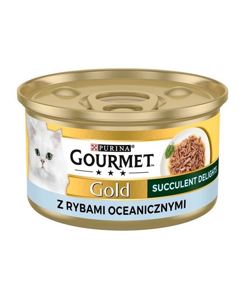 GOURMET Gold Succulent Delights Nassfutter mit Meeresfischen für adulte Katzen 6x85g