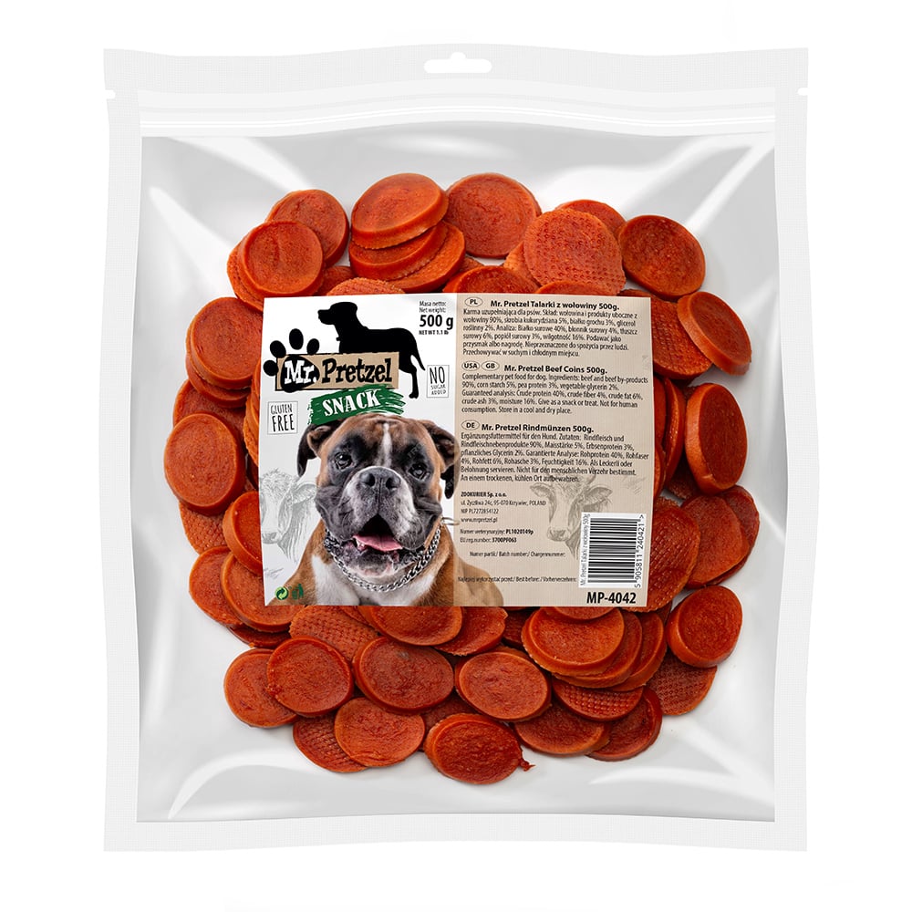 MR. PRETZEL Rindmünzen Snacks mit Rindfleisch für Hunde 500g
